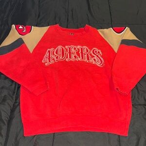 Red and Tan Crewneck Sweater